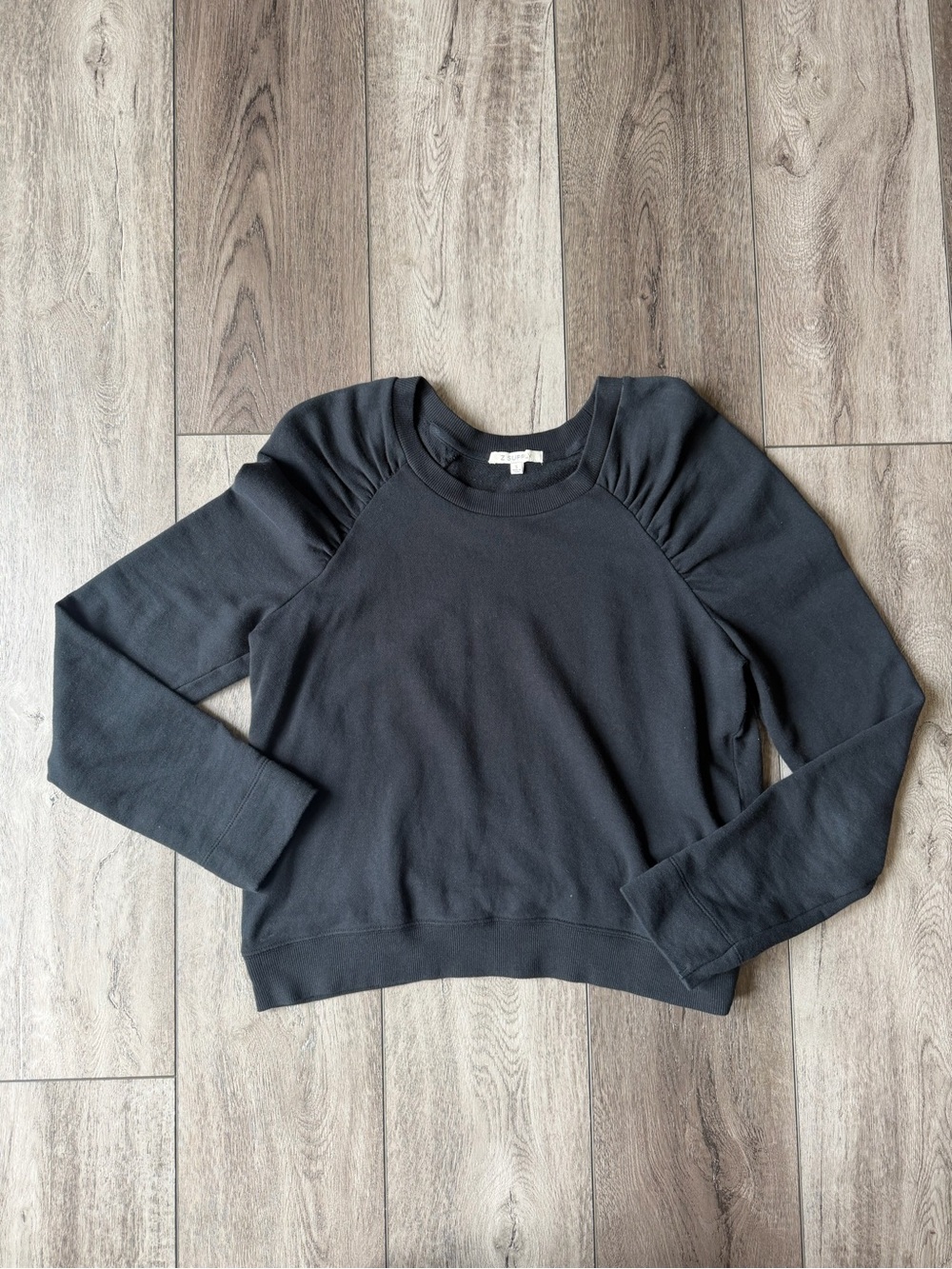 Z Supply Black Women's Raglan Puffed Long-Sleeve Sweatshirt - Picture 1 of 7